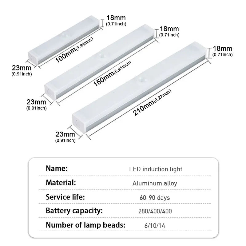 SEAMETAL Car Sensor Light - USB Rechargeable Automatic Induction Light Bar for Floor, Trunk, Hood - Magnetic, Manual, and Sensing Modes