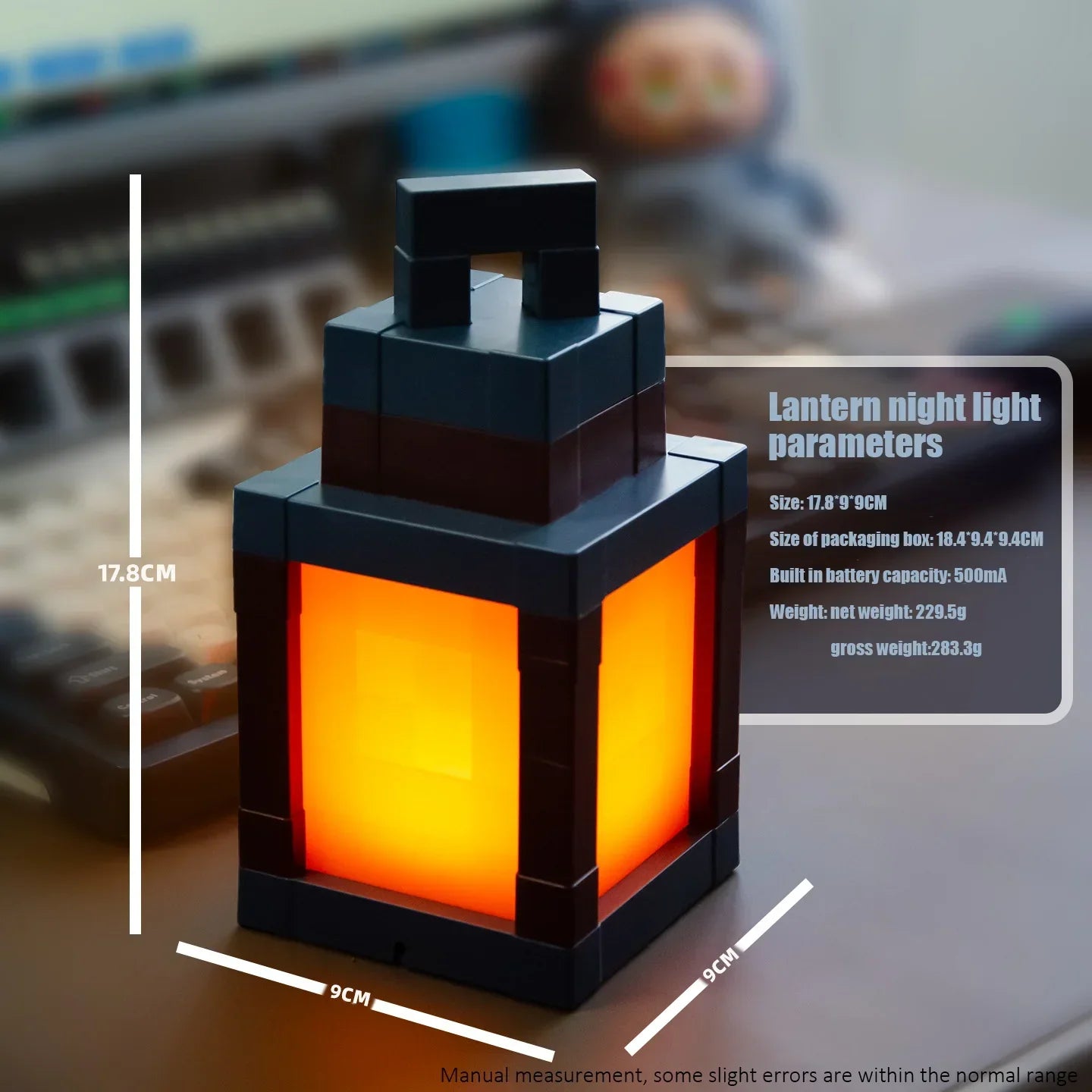 Mine WORLD Luminous Lantern Figurine – Rechargeable Game Torch Night Light for Kids’ Room & Christmas Decor