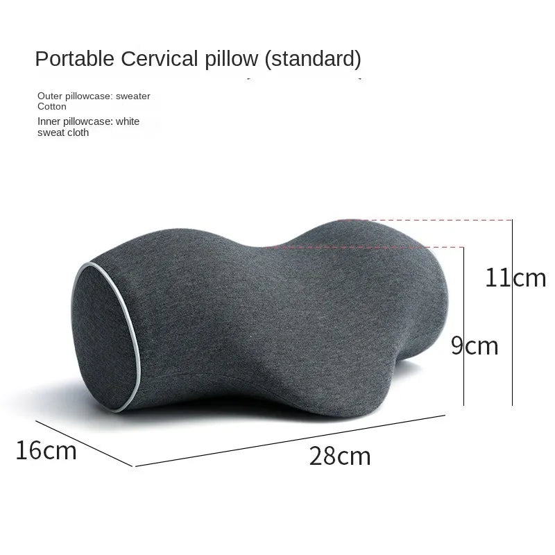 Cervical Spine Pillow - Antiarch Traction Pillow with PU Memory Foam Core, Pure Cotton Cover, Portable Neck Support Pillow