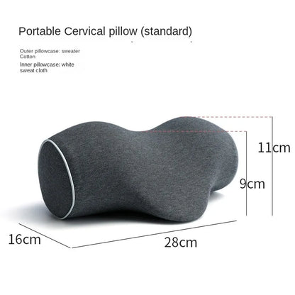 Cervical Spine Pillow - Antiarch Traction Pillow with PU Memory Foam Core, Pure Cotton Cover, Portable Neck Support Pillow