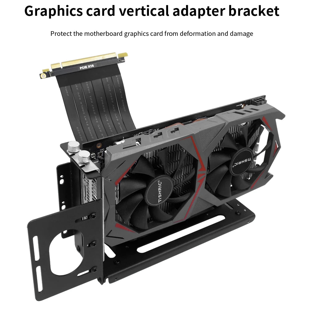 TISHRIC Aluminum GPU Support Bracket – Vertical Graphics Card Holder Stand for ATX PC Cases