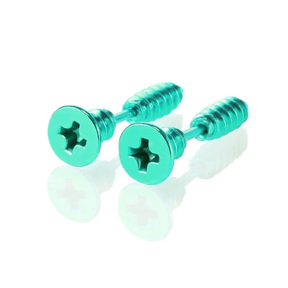 Punk Stainless Steel Stud Earrings - Gold Black Colorful Helix & Body Piercing Jewelry