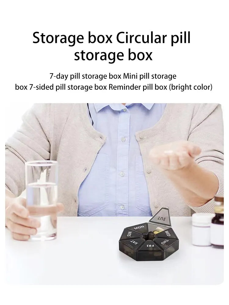2Pcs 7-Day Pill Storage Box – Mini Travel Medicine Dispenser with 7 Compartments, Plastic Sealer Box