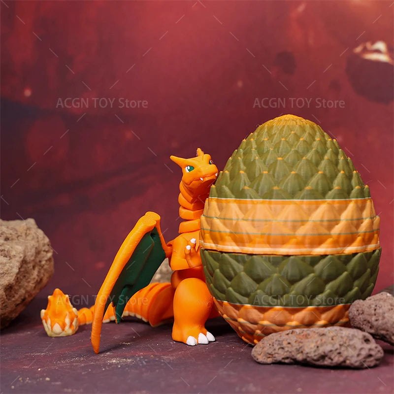 3D Printed Mega Charizard X Figure — Anime Dragon Egg Action Model Toy