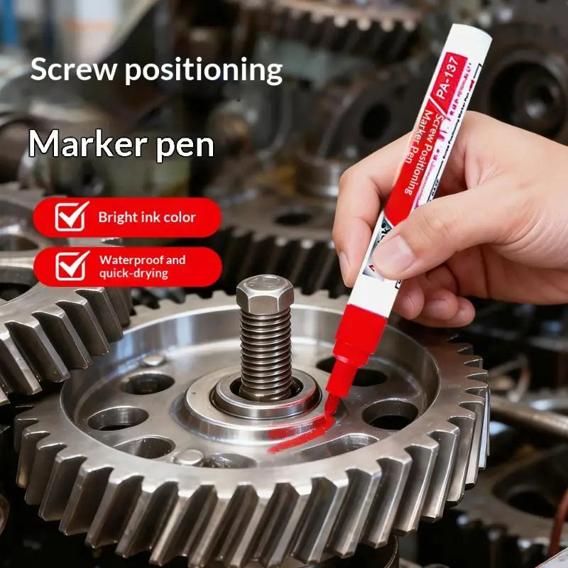 Screw Positioning Marker Pen - Waterproof Quick-Drying Permanent Marking Pen for Automotive & Mechanical Assembly