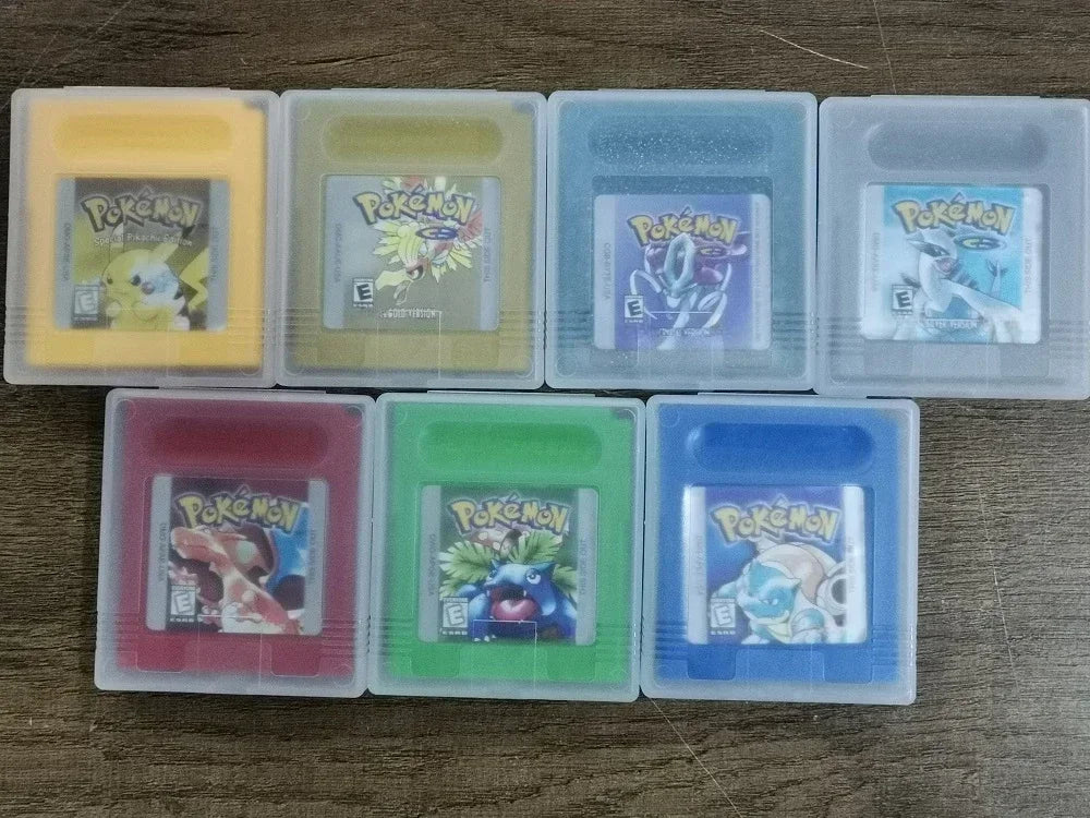 Pokemon 16-Bit Game Cartridge for GBC – Blue, Crystal, Gold, Green, Red, Silver, Yellow Series, USA Version