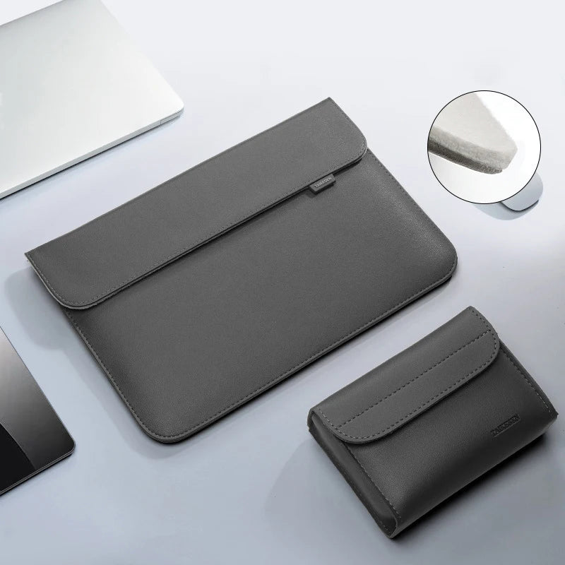 PU Leather Laptop Sleeve — Protective Bag Case for MacBook Air/Pro 13-16", Xiaomi, Huawei, Dell, HP, ASUS 14-15.6 Inch Notebooks