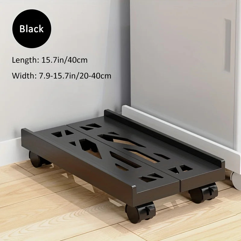 Versatile Adjustable Mobile CPU Stand with Ventilation - PC Tower Holder on 4 Caster Wheels, Perfect Under Desk Solution