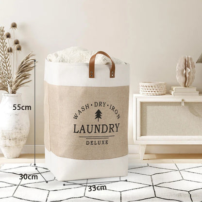 Large Capacity Fabric Laundry Basket — Foldable Dirty Clothes Storage Bin, Portable Household Storage Box