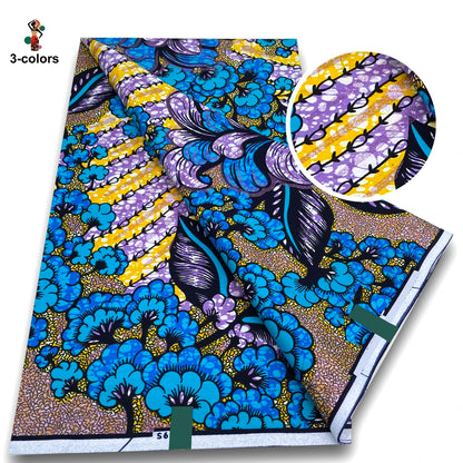 100% Cotton African Wax Print Fabric - Soft Golden Ankara Pagne for Nigerian Fashion & Traditional Wear