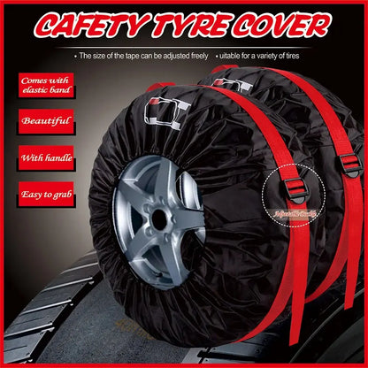 Universal 4Pcs Spare Tire Cover Case - Polyester Car Tyre Storage Bags - Automobile Tyre Accessories for Auto Vehicle Wheel Protection