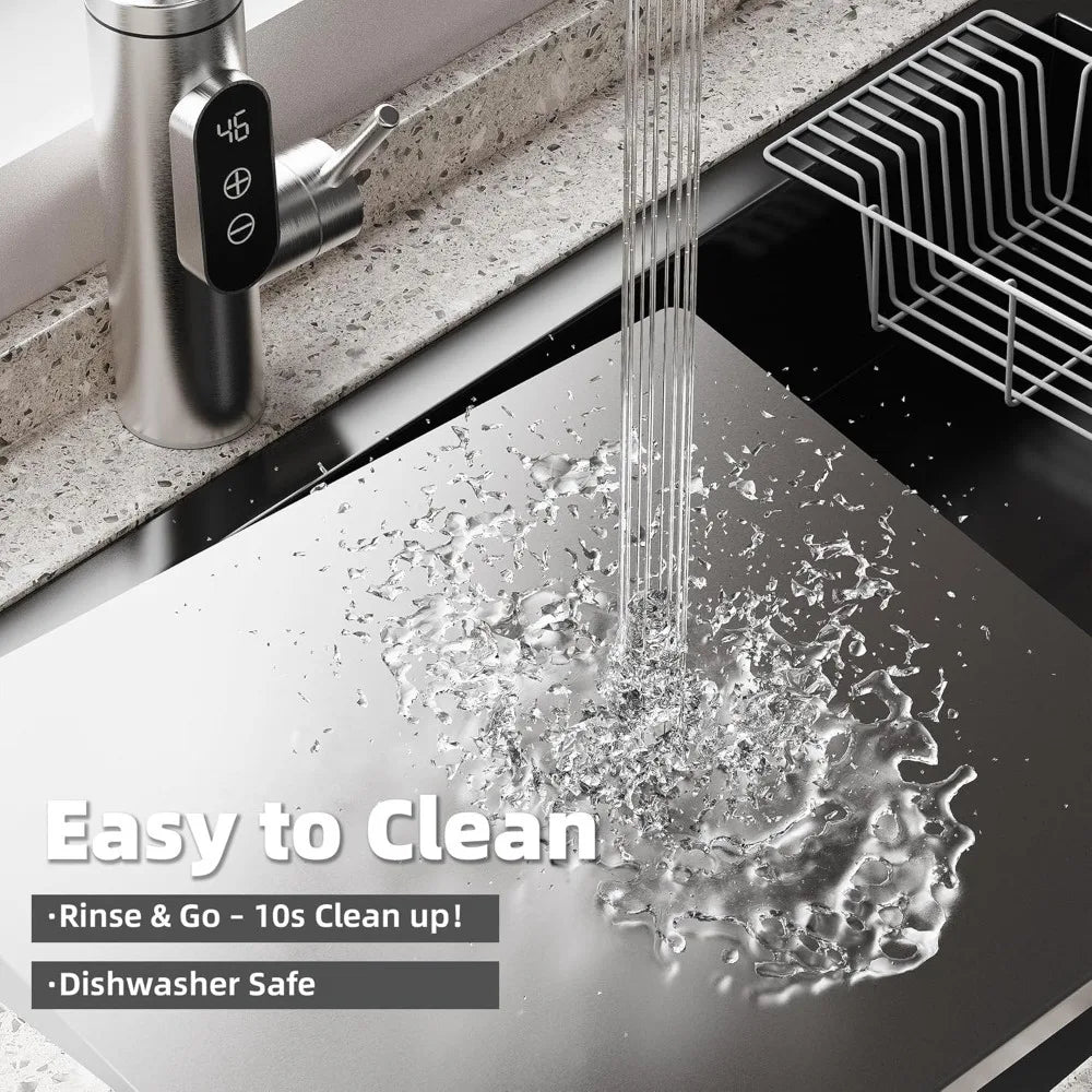 304 Stainless Steel Cutting Board — Non-Slip Kitchen Tool for Vegetables, Pastries & Food Prep