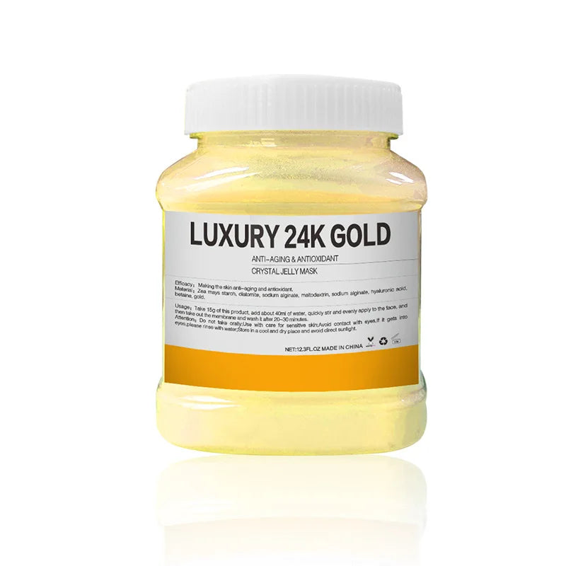 350g Hydrating 24K Gold Soft Mask Powder – Rose Petal Crystal Jelly Skin Care Mask for Moisturizing & Revitalizing Skin