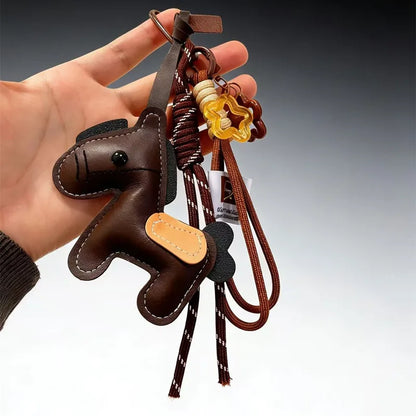 Pony Leather Keychain - Personalized Backpack Charm Car Key Holder Bag Pendant Purse Strap Decoration Gift