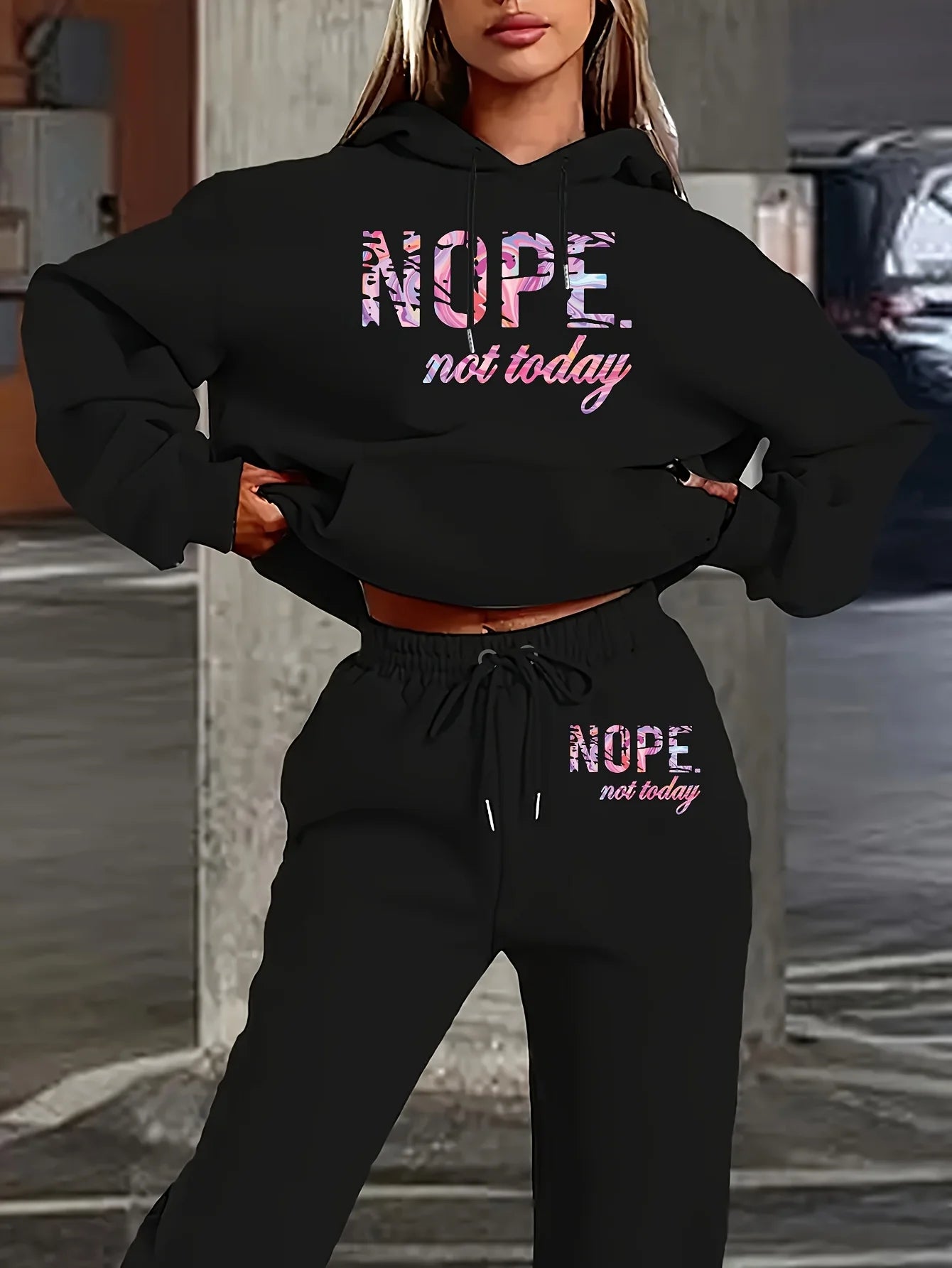 Women's 2-Piece Tracksuit Set - Hooded Sweatshirt & Sweatpants Casual Jogging Sports Outfit
