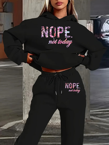 Women's 2-Piece Tracksuit Set - Hooded Sweatshirt & Sweatpants Casual Jogging Sports Outfit