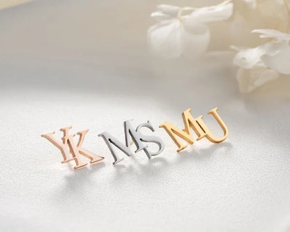 Personalized Men's Initial Lapel Pin - Custom Stainless Steel Letter Brooch for Wedding or Best Man Gift