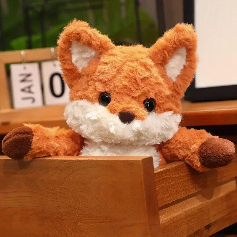 35cm/50cm Cute Fluffy Orange Fox Plush Toy – Soft Cartoon Stuffed Doll, Perfect Birthday Gift