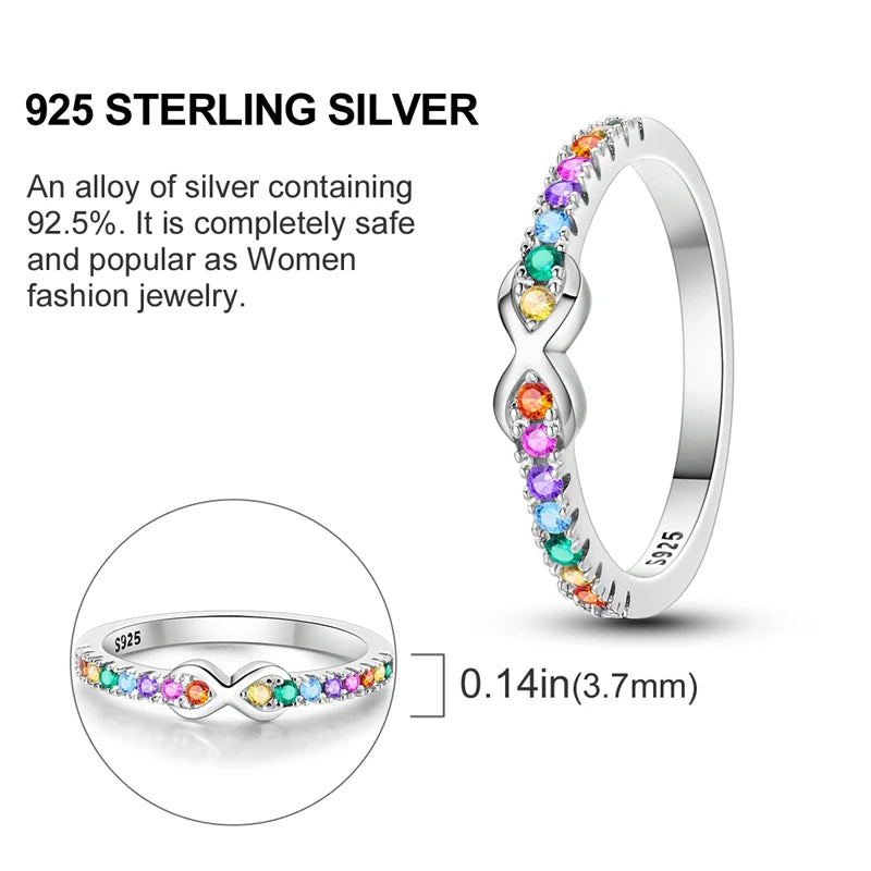 925 Sterling Silver Ring – Infinite Love Star & Moon Design for Women, Wedding Jewelry Gift