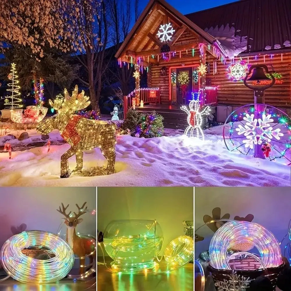 Outdoor Solar Tube Rope LED Lights: Waterproof Christmas Decoration for Garden & Wedding
