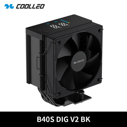 COOLLEO B40S DIG CPU Air Cooler with Intelligent Temperature Display – 4 Heat Pipes 200W TDP Radiator for Intel LGA1700/115X & AMD AM4/AM5
