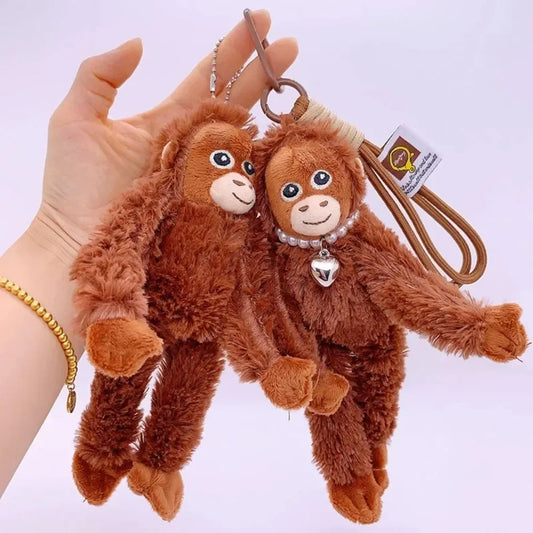 Cute Monkey Plush Pendant Keychain – Soft Stuffed Hanging Doll Backpack & Bag Accessory 🐵✨