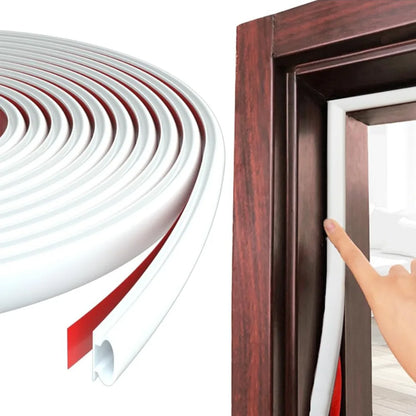 D-Shape Door Weather Stripping - 6M Self-Adhesive Rubber Soundproof Windproof Draught Excluder for Door Frames