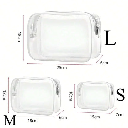 Clear Toiletry Bag — Portable Travel Makeup Organizer with Zipper, PVC Cosmetic Pouch, Airline Compliant