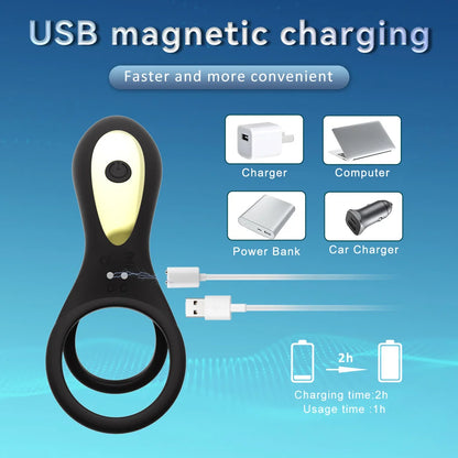 Double-Ring Vibrating Penis Ring – Dual Motor Delay Ejaculation & Erection Enlargement Adult Sex Toy