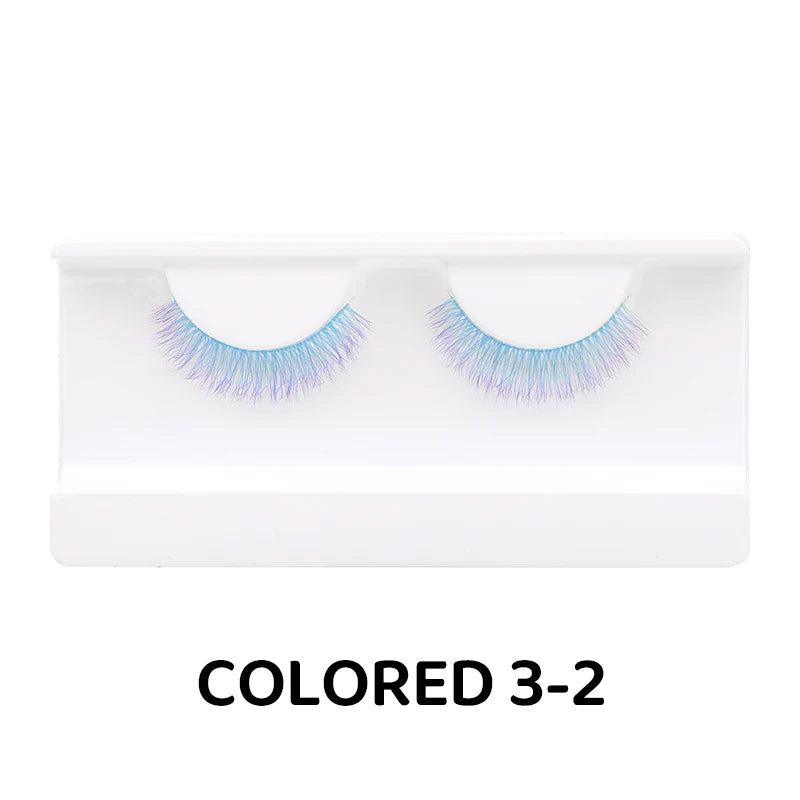 Colorful Halloween False Eyelashes – Blue, Red & Pink Cosplay Fake Lash Extensions for Makeup Looks
