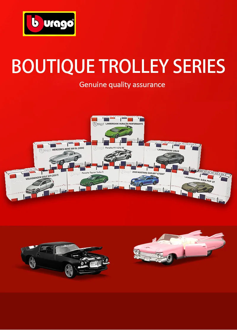 Bburago 1:64 Car Model Collection — Golf GT 2017, Mustang Shelby GT500, Ferrari, Benz & Volkswagen, Kids Xmas Gift Toys for Boys