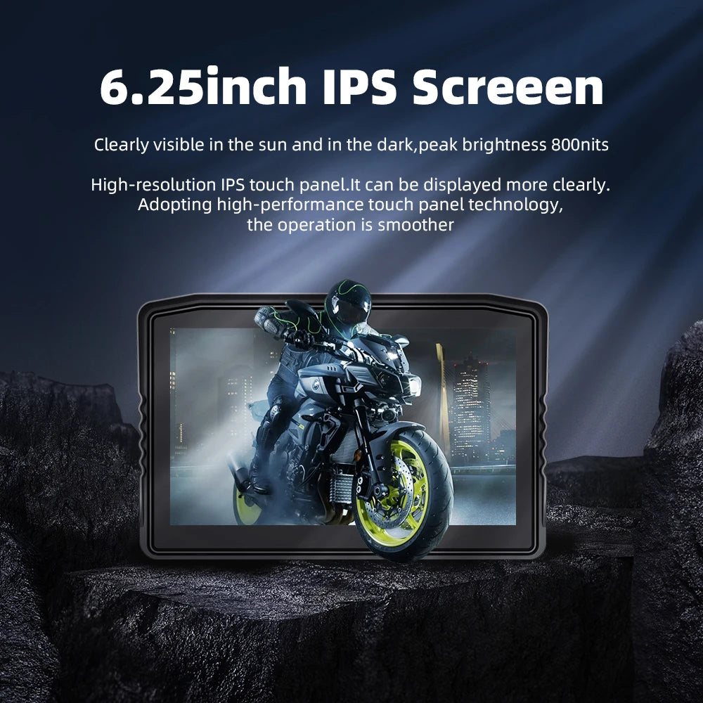 EKIY 6.25" Portable Digital Dashboard with Wireless CarPlay & Android Auto GPS Navigation - Anti-Theft Removable Screen for Motorcycle   2/2