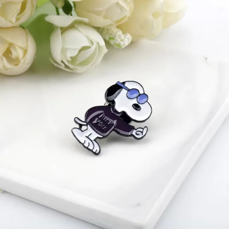 Kawaii Snoopy Alloy Brooches – Cartoon Lapel Pins for Jackets, Backpacks, Clothes, and Kids’ Gifts