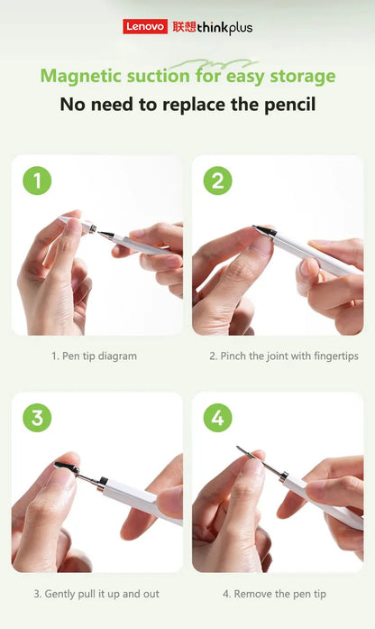 Lenovo Universal Stylus with 3 Pen Tips – Compatible with Android, iOS, iPad, Apple Pencil, Huawei, Xiaomi & Samsung Tablets