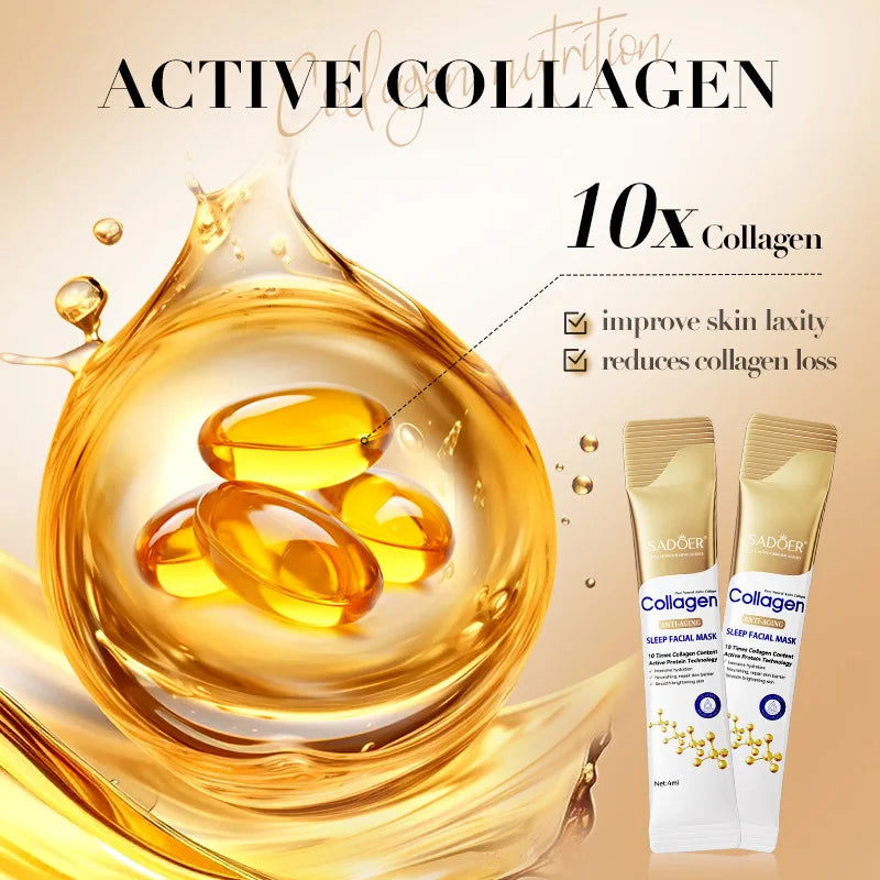 30PCS SADOER Collagen Sleeping Face Masks – Moisturizing, Brightening & Firming Skincare