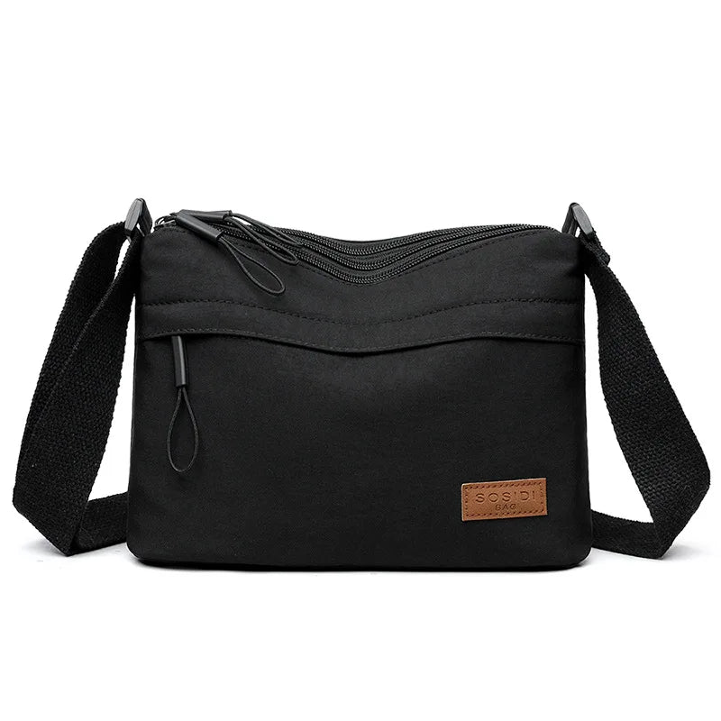 High-Capacity Canvas Crossbody Bag - Multi-Pocket Shoulder Purse for Women and Everyday Shopping