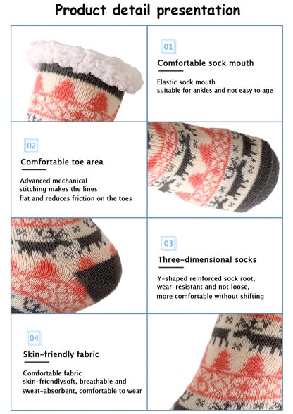 Winter Plush Women’s Non-Slip Floor Socks – Fuzzy Soft Penguin, Deer, Elk & Bear Slippers, Cozy Christmas Gift