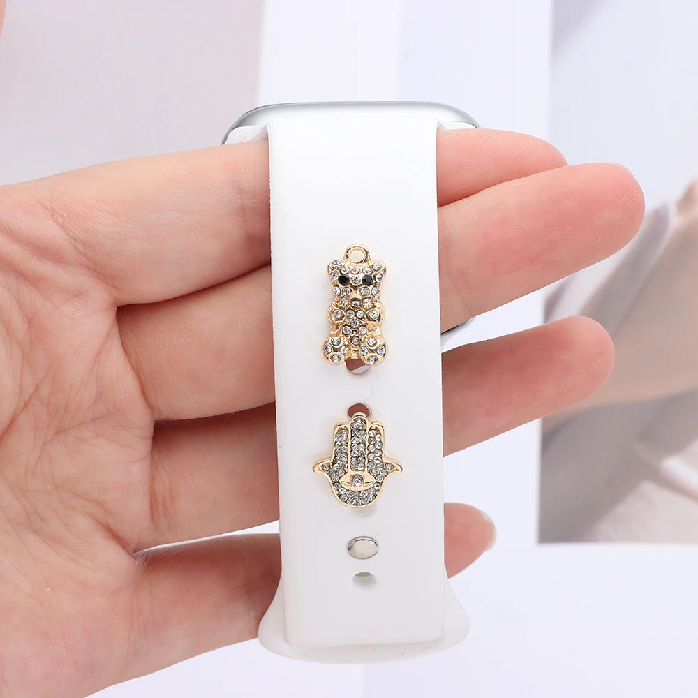 Silicone Watch Band Decoration Ring - Globe Decorative Nails for iWatch/Galaxy Watch 4/Classic/3 Bracelet Bands