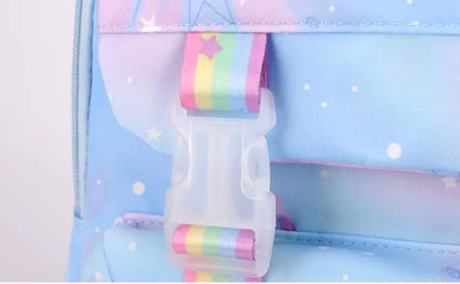 MINISO Kawaii Frozen Girls Backpack – Rainbow Schoolbag & Travel Laptop Bag for Kids & Teenagers