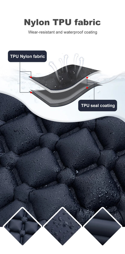 Outdoor Ultralight Inflatable Camping Mattress - Sleeping Pad with Pillows and Built-In Inflator Pump for Hiking