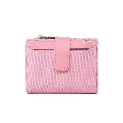 Fashionable Women’s Folding Short Wallet — High-Quality PU Leather Solid Color Purse with Zipper Coin Pocket & Card Holder