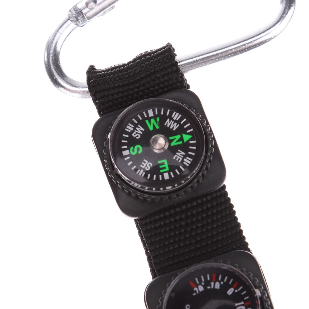 3-in-1 Climbing Compass Keychain - Camping Survival Tool with Compass, Thermometer and Hanging Clip for Hiking & Mountaineering