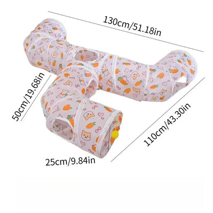 Foldable Pet Tunnel Play Tent - Carrot Design Interactive Cat & Dog Toy for Indoor Outdoor Fun
