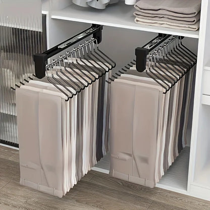 Telescopic Pants Hanger - Space Saving Metal Closet Organizer for Suits, Jackets & Wardrobe Storage