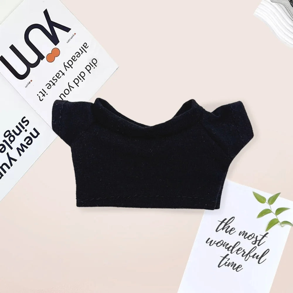 Cotton Short-Sleeve Labubu Doll Clothes – 14-17cm Solid Color T-Shirt Dress-Up Accessories for Plush DIY Toys