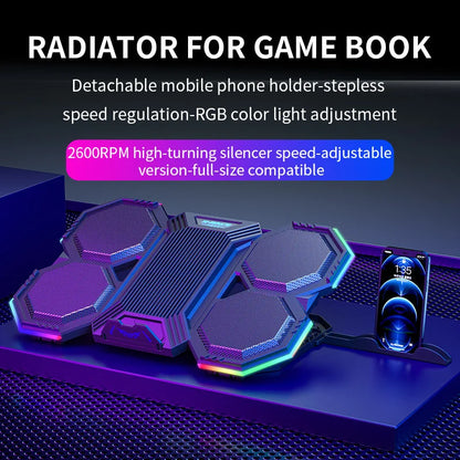 Jomaa RGB Gaming Laptop Cooling Stand – 6-Fan Air Cooler Base with Adjustable Holder, Fits 12–17 Inch Notebooks for Heat Dissipation