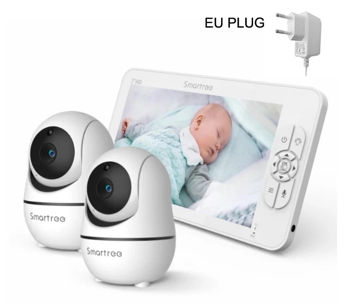SM70V2 7" 1080P HD Split Screen Baby Monitor – Dual Camera System, Remote Pan/Tilt/Zoom, Hack-Proof Security & 4000mAh Battery Monitor