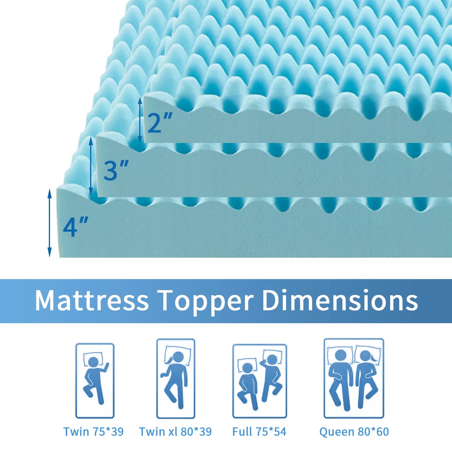 Memory Foam Tatami Mattress Topper - 2 Inch Gel-Infused Foam, Plush & Pressure-Relieving, CertiPUR Certified