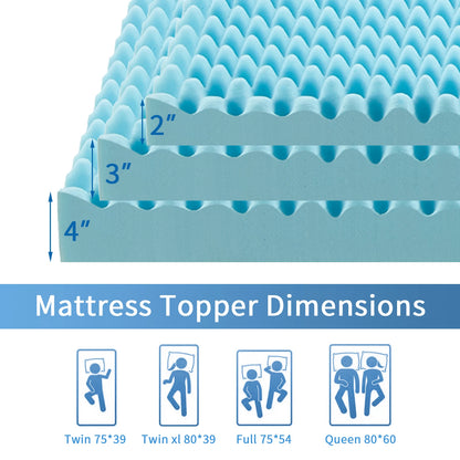 Memory Foam Tatami Mattress Topper - 2 Inch Gel-Infused Foam, Plush & Pressure-Relieving, CertiPUR Certified