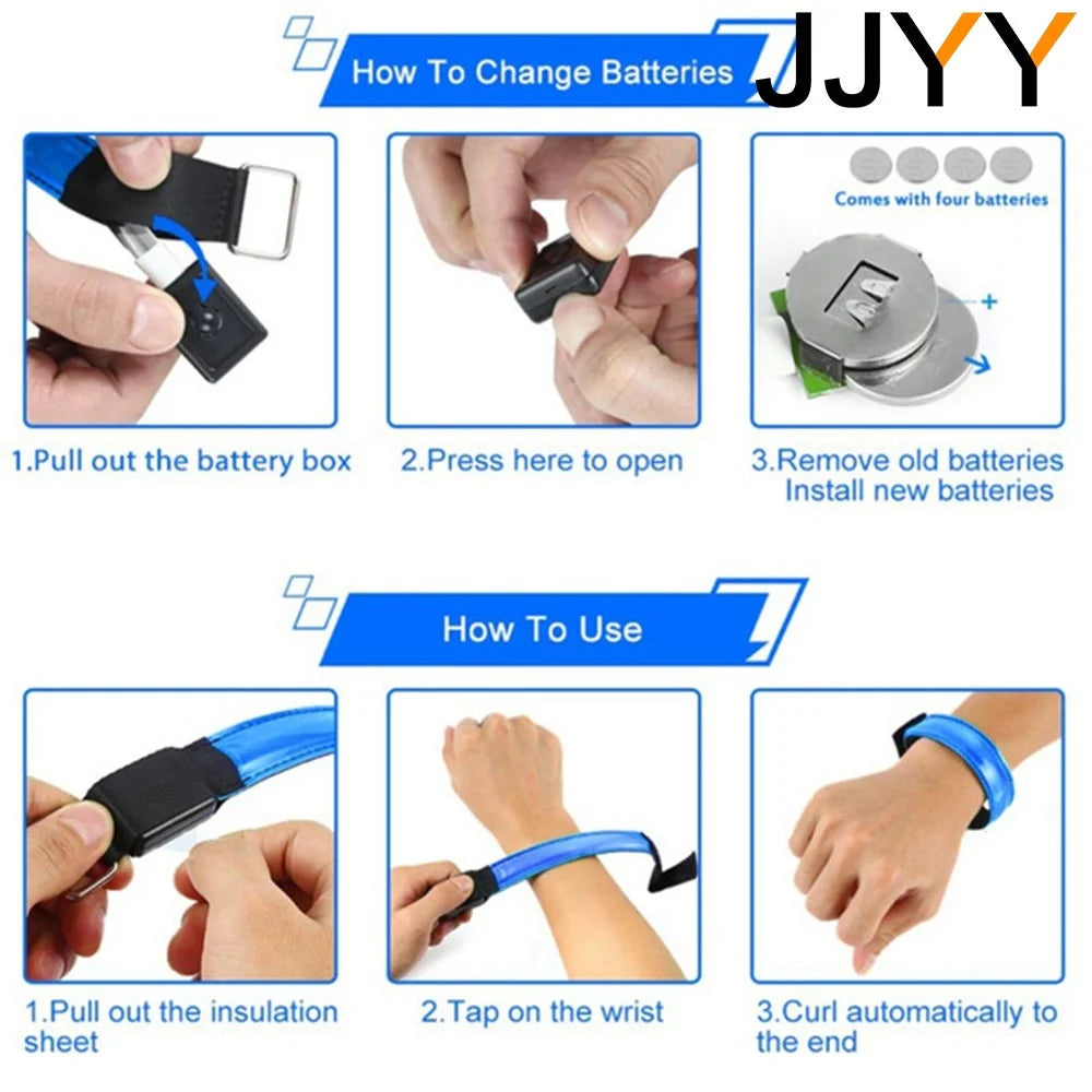 JJYY 1PC Outdoor Sports Night Running Armband - LED Light, USB Rechargeable Safety Belt, Arm Leg Warning Wristband for Cycling and Biking